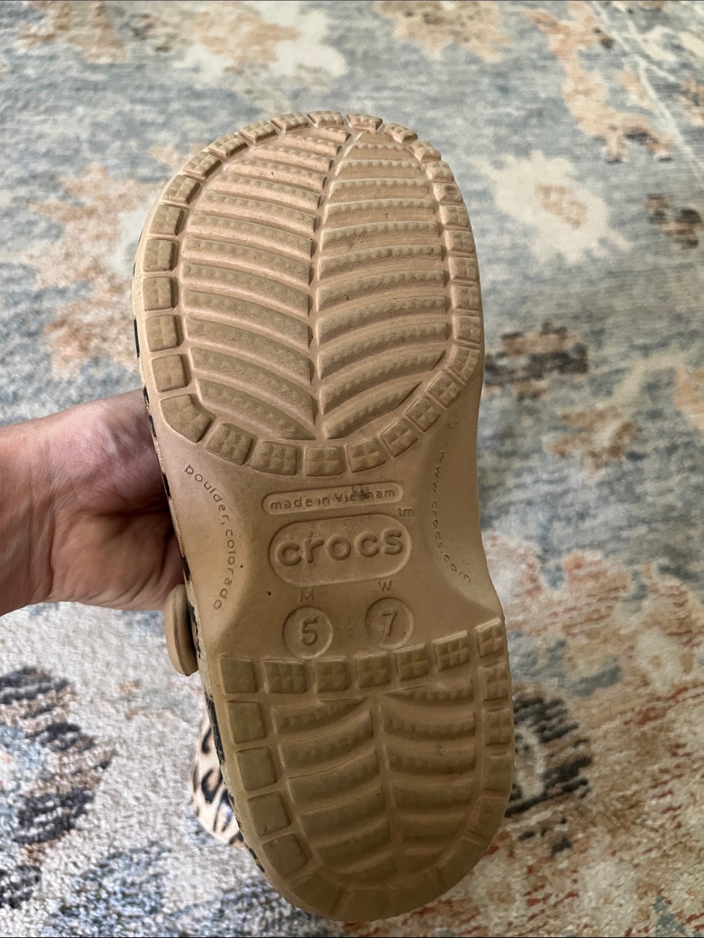 CROCS womens Leopard Print Clogs - Beige and Black - Picture 3 of 6